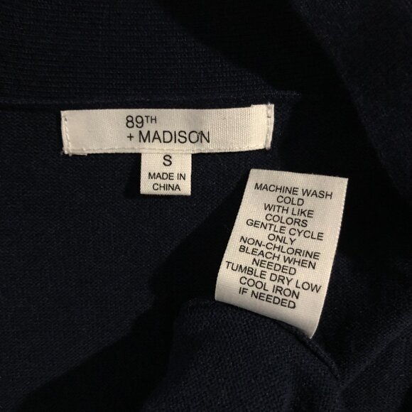 89th & Madison Cardigan Womens Size S Navy Open Front Pockets Long Knit Sweater - Picture 11 of 11